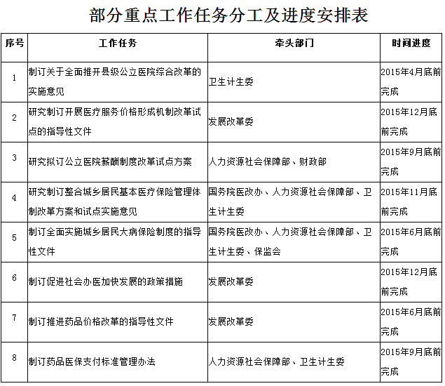 部分重點(diǎn)工作任務(wù)分工及進(jìn)度安排表
